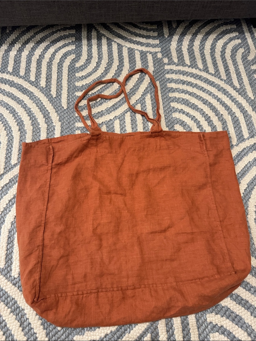 Hoste Terracotta 100% Linen Oversized Tote Bag - Picture 4 of 6
